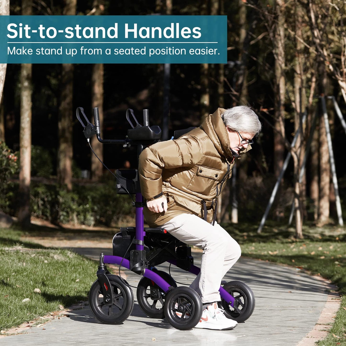 HFK-9240-2 All Terrain Dual-Brake Upright Walker 12" wheels