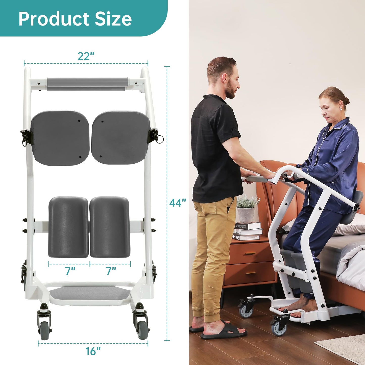 ELENKER Stand Assist Lift, Sit to Stand Assist Patient Transport Unit, Patient Lift Home Care Equipment Lift Assist