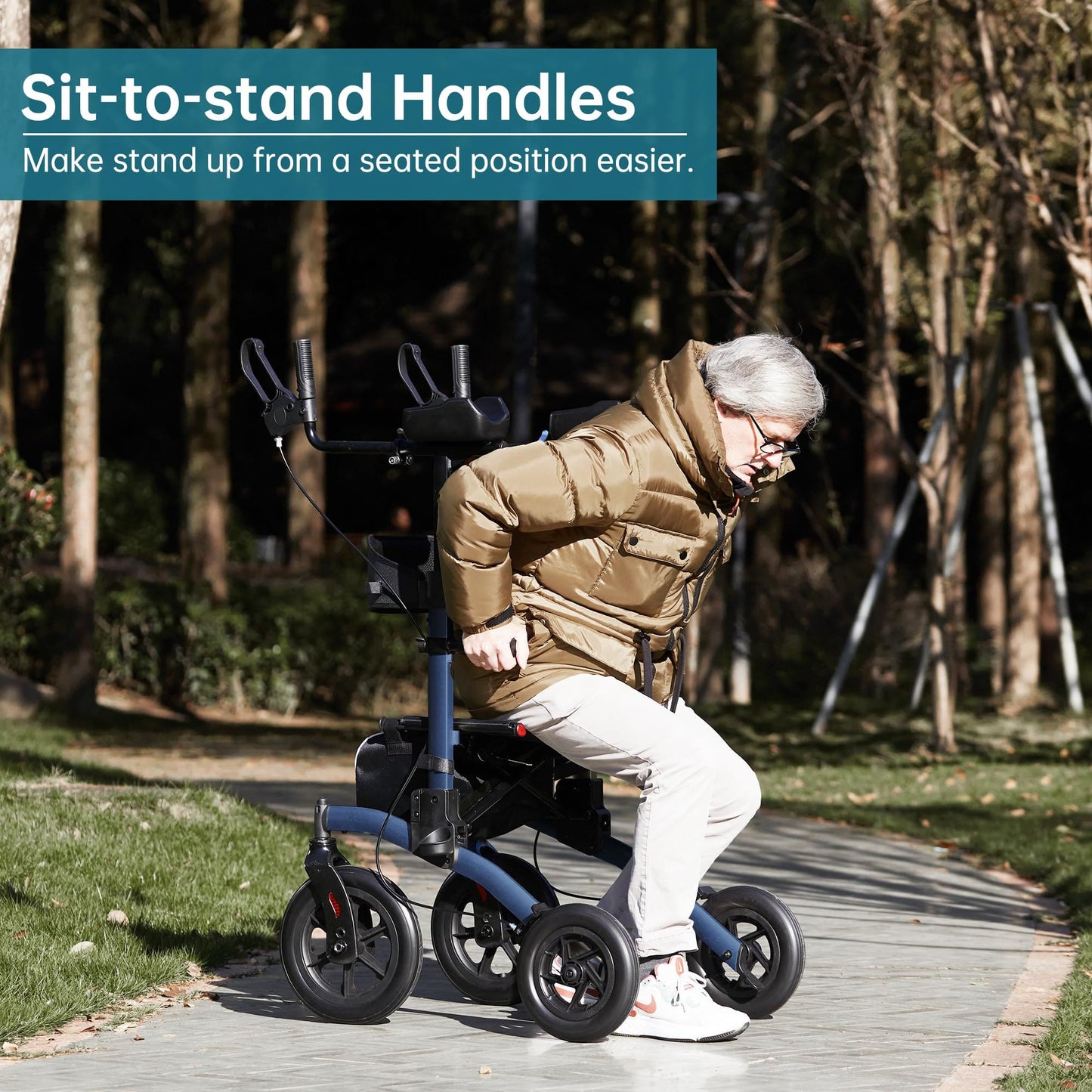 HFK-9240-2 All Terrain Dual-Brake Upright Walker 12" wheels