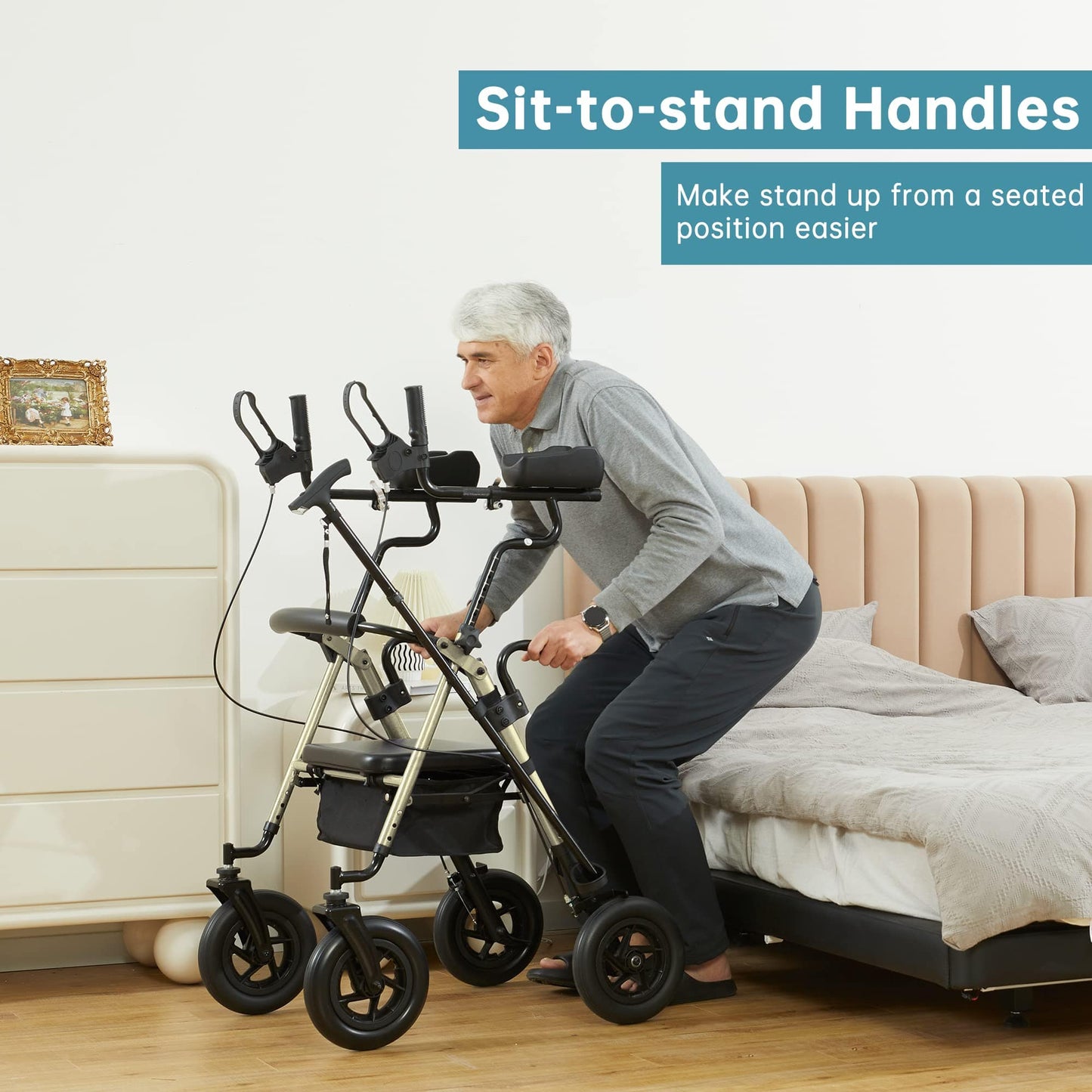 HFK-9236T4 All Terrain Dual-Brake Upright Walker 10" Wheels