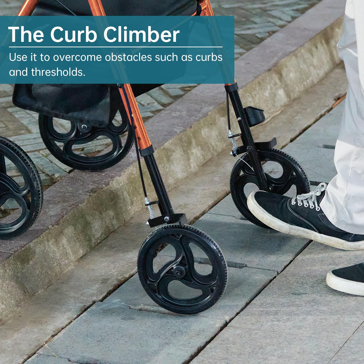 Elenker Mobility Rollator Walker with 10" Wheels, Adjustable Seat and Arms