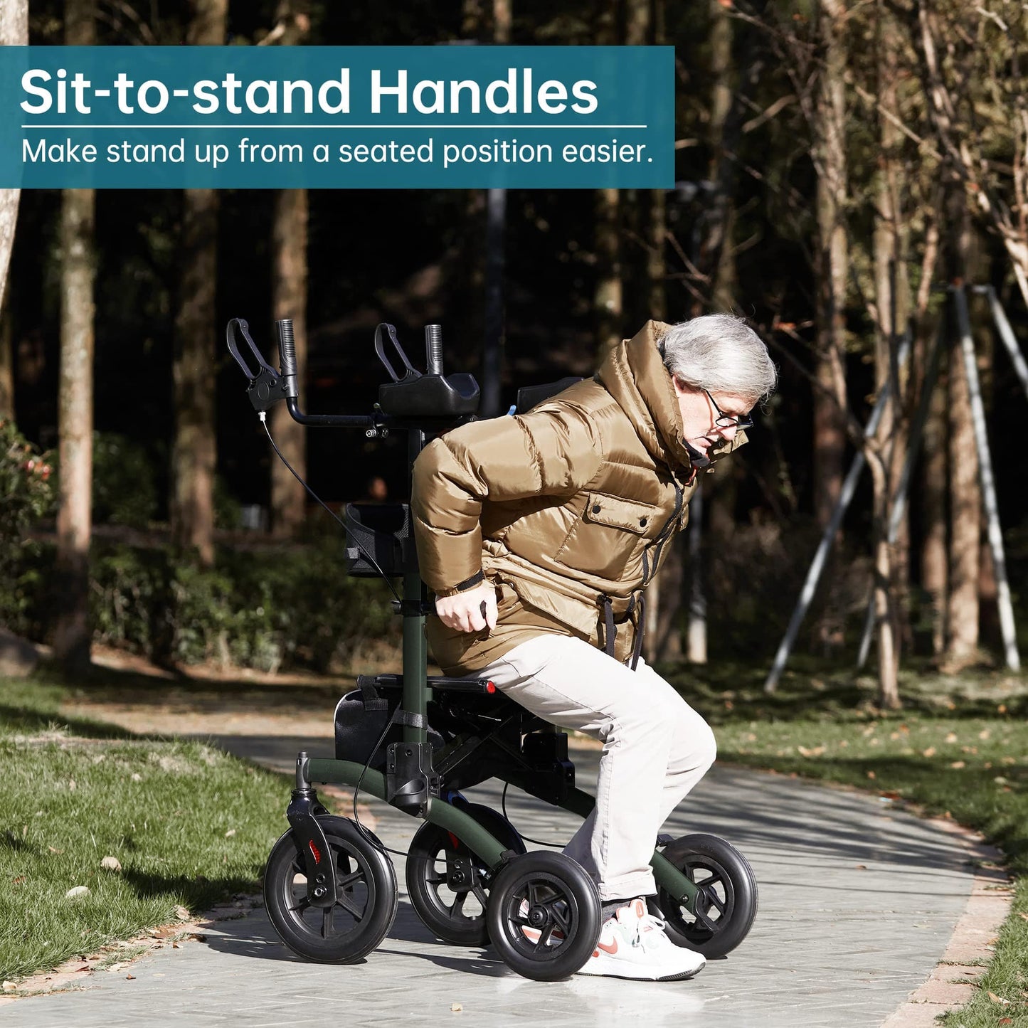 HFK-9240-2 All Terrain Dual-Brake Upright Walker 12" wheels
