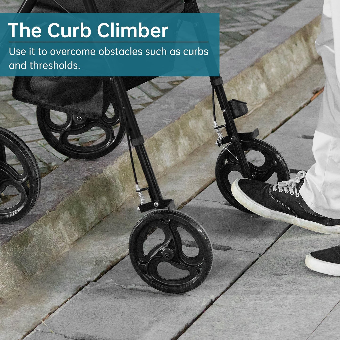 Elenker Mobility Rollator Walker with 10" Wheels, Adjustable Seat and Arms