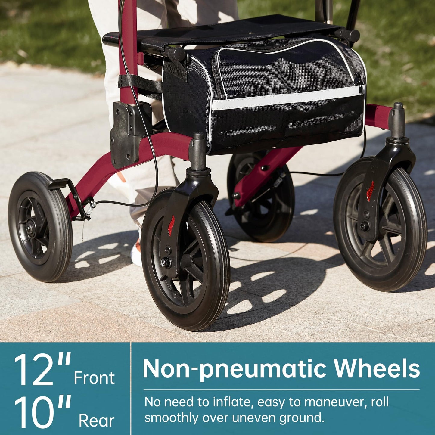 HFK-9240-2 All Terrain Dual-Brake Upright Walker 12" wheels