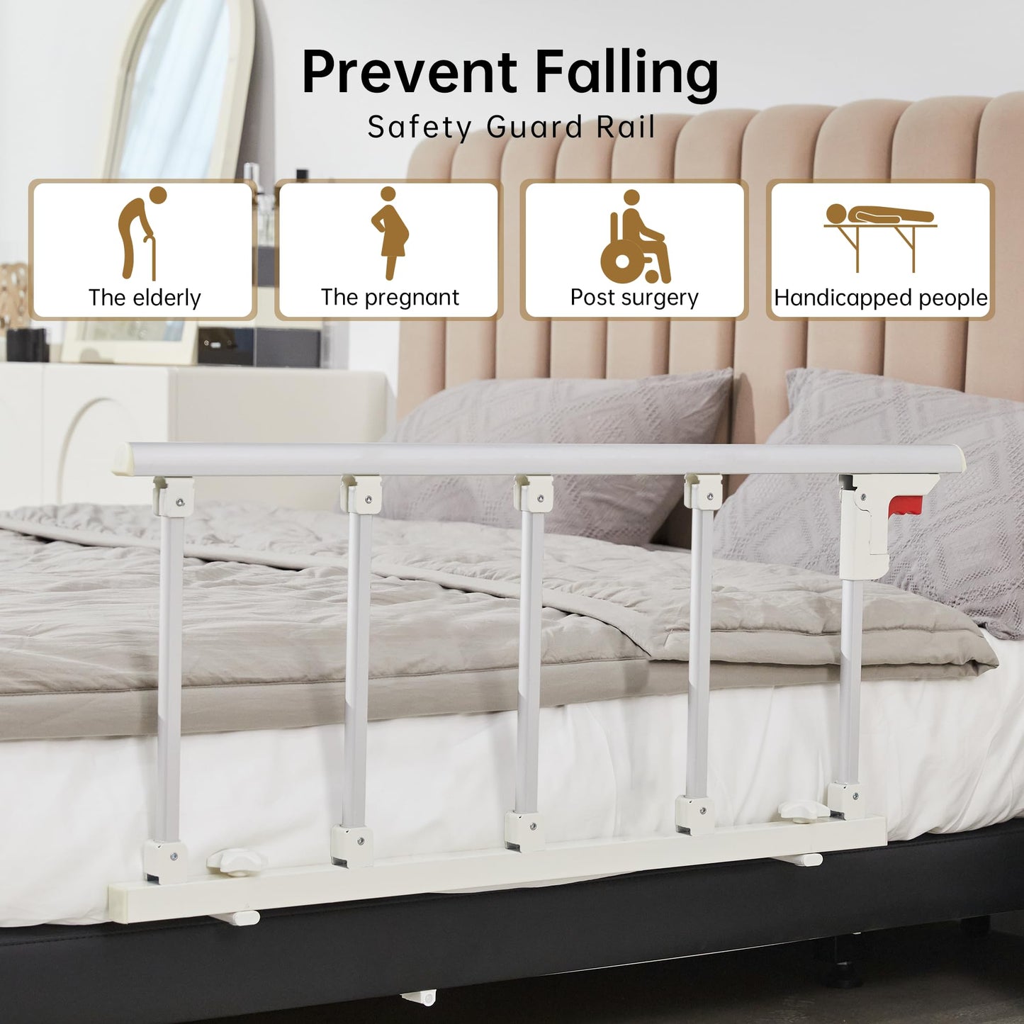 ELENKER Bed Rails for Elderly Adults, Folding Bed Assist Seniors Safety Bed Guard Rail Handle to Prevent Falling Out of Bed