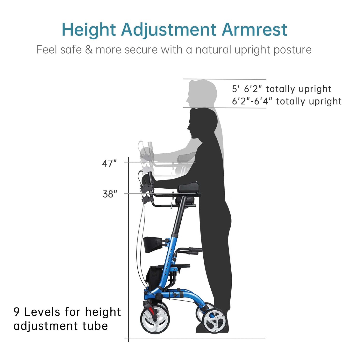 HFK-9210KDB-3 Dual-Brake Lightweight Upright Walker 10" Wheels