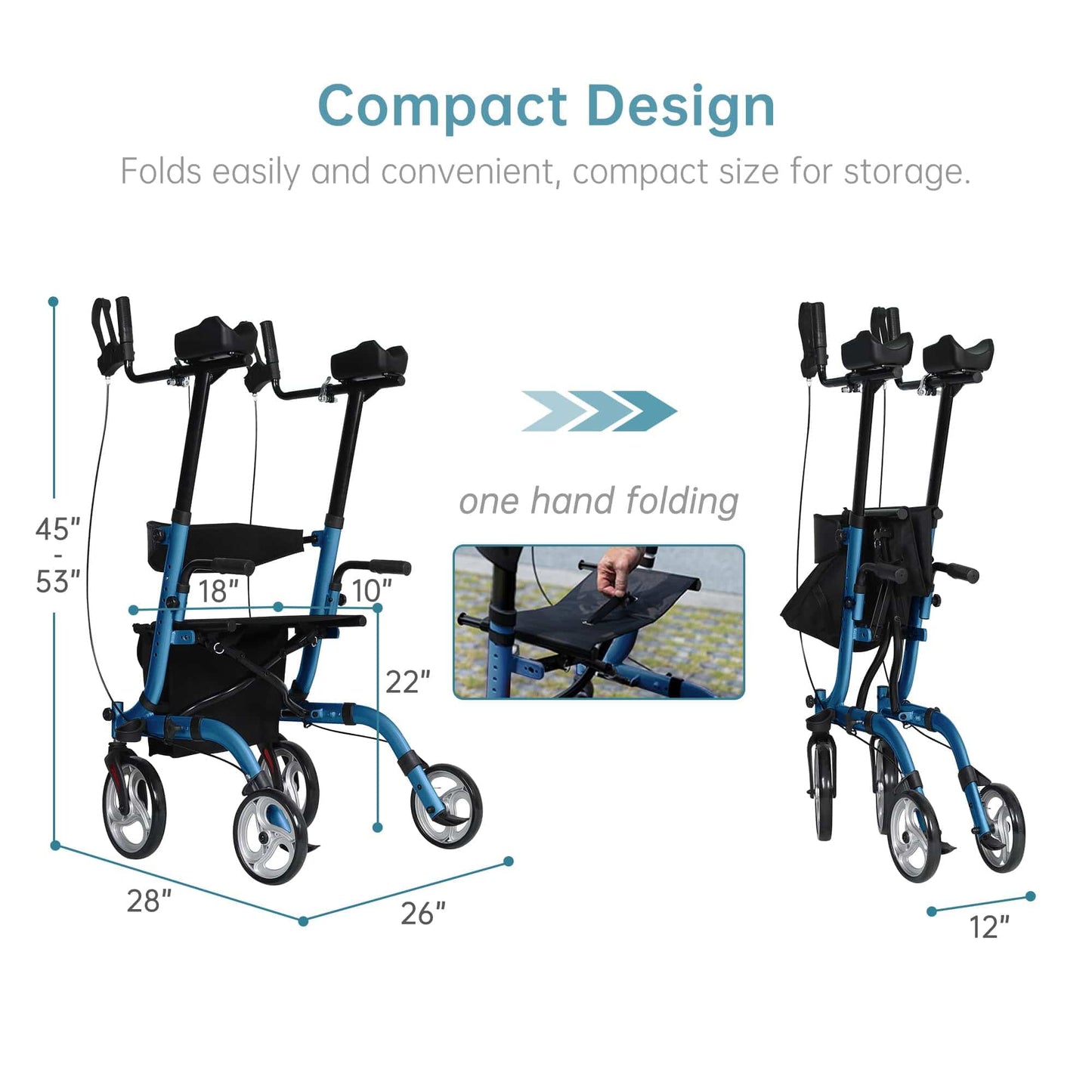 HFK-9210KDB-3 Dual-Brake Lightweight Upright Walker 10" Wheels