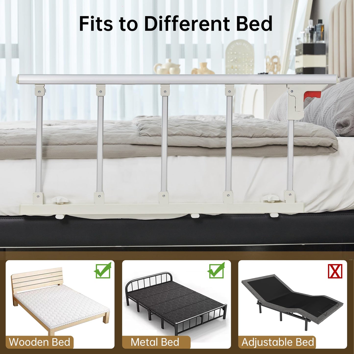 ELENKER Bed Rails for Elderly Adults, Folding Bed Assist Seniors Safety Bed Guard Rail Handle to Prevent Falling Out of Bed